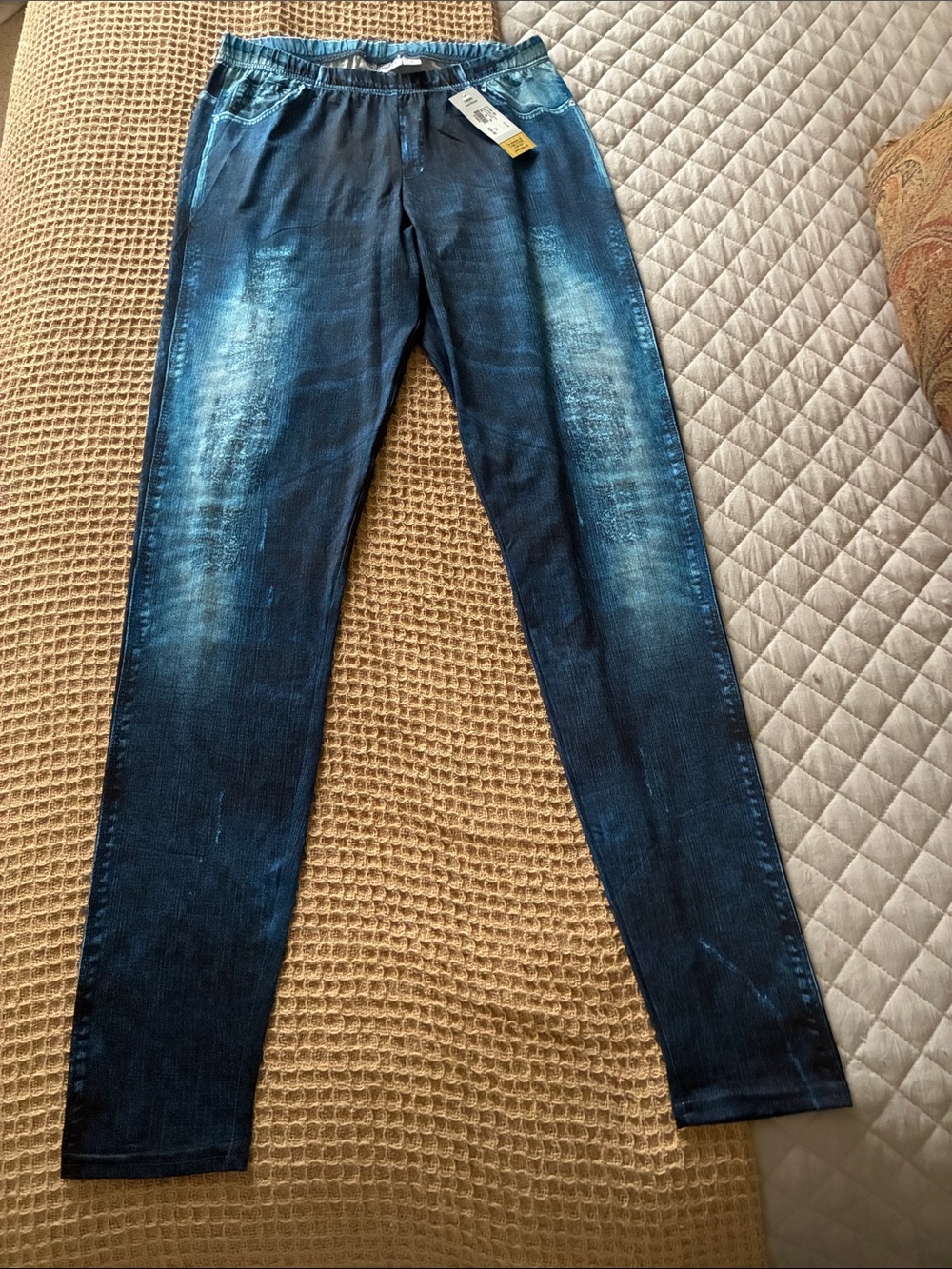 Patchington Navy Blue Jegging Leggings with Faded Front Panels